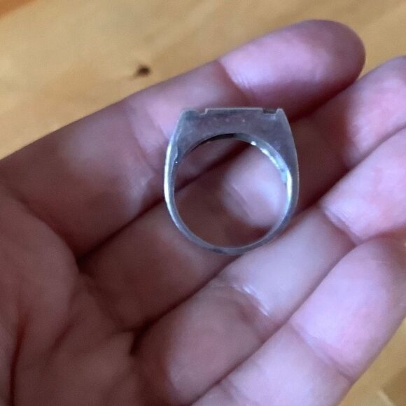 sterling SILVER GREEK KEY WHITE ZIRCON RING SIZE US 8.5 - Picture 5 of 8